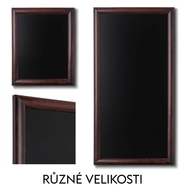 Dřevěná křídová tabule s tmavě hnědým rámem Formát 70x90 cm