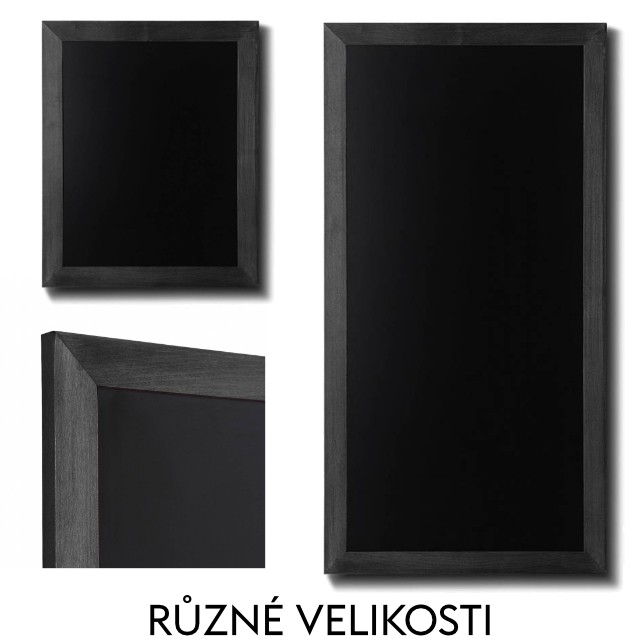 Dřevěná křídová tabule s černým rámem Formát 30x40 cm