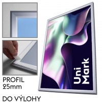 Klaprám do výlohy s profilem (šířkou rámu) 25 mm
