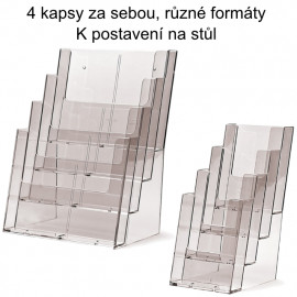 Stojánek na letáky, 4 kapsy za sebou