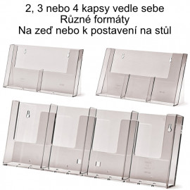 Stojánek na letáky, kapsy vedle sebe