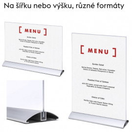 Oboustranný menu stojánek s hliníkovou základnou