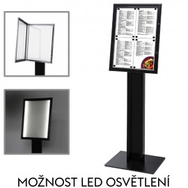 Uzamykatelná menu vitrína černá na stojanu