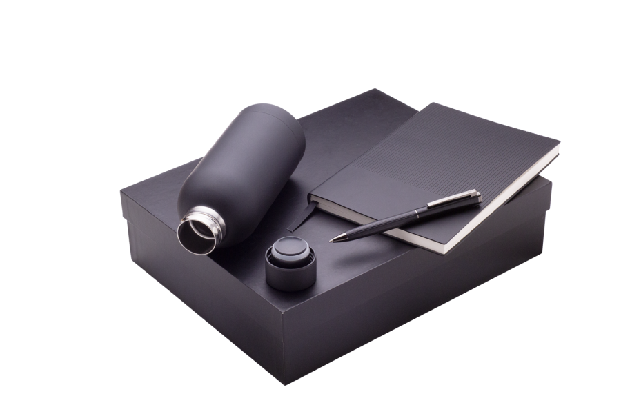 TRINERA SET BP+zápisník+termoska, černá