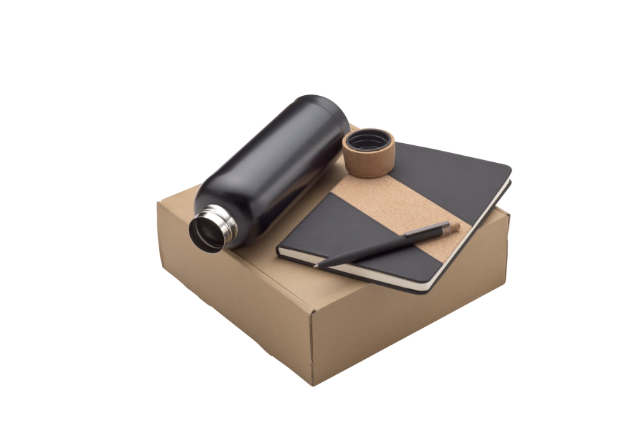 ECORIA SET BP+zápisník+termoska, černá