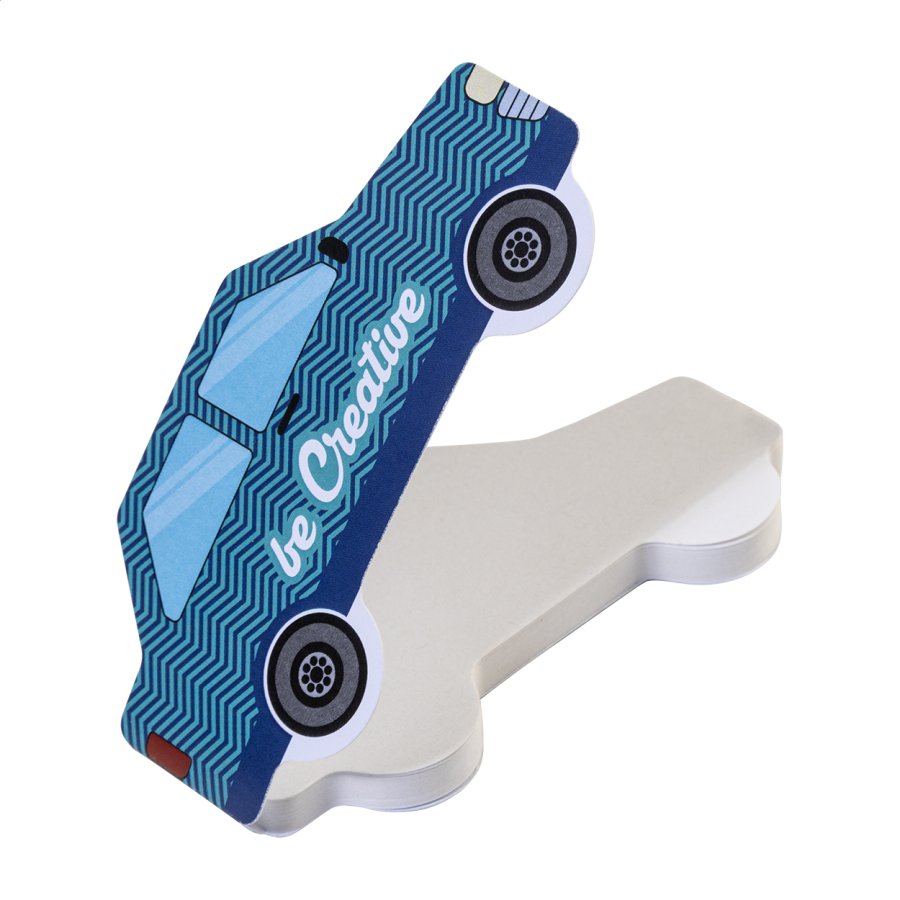 CreaStick Car samolepicí blok na poznámky na zakázku, bílá