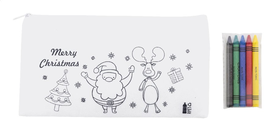 Julfar Draw vánoční pouzdro na pastelky na vybarvení, bílá