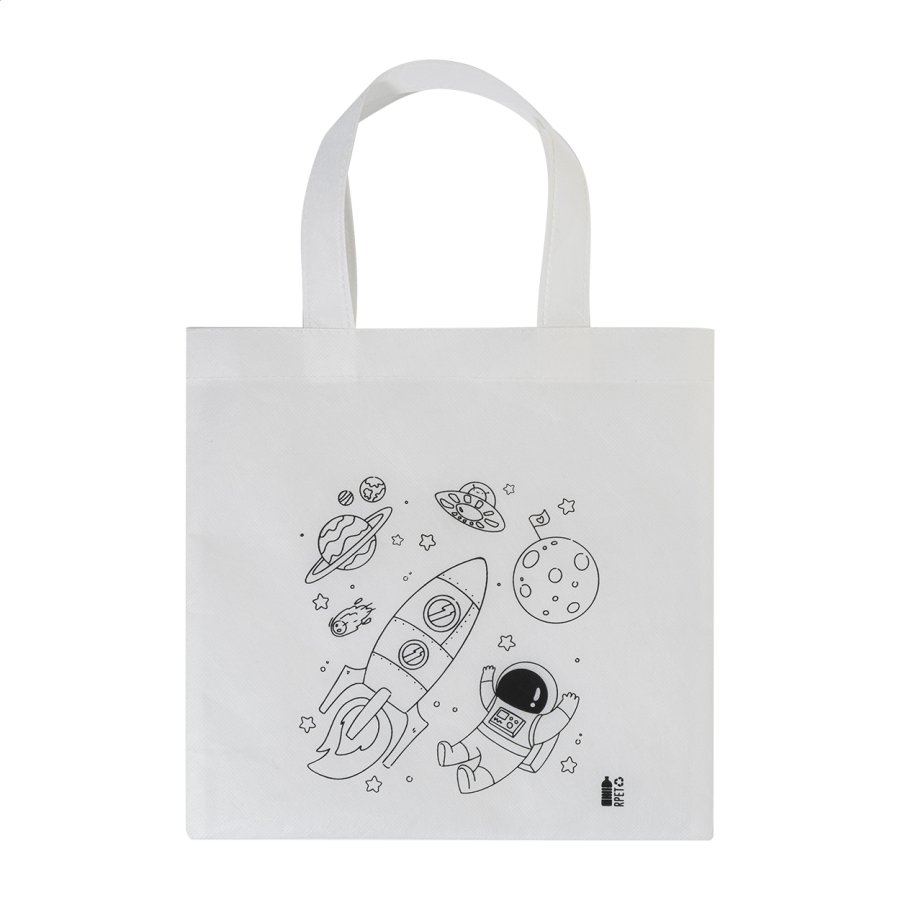 Spacolo RPET nákupní taška na vybarvení, bílá