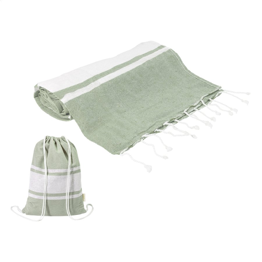 Tortuga plážový ručník z recyklované bavlny a taška se stahovací šňůrkou, zelená