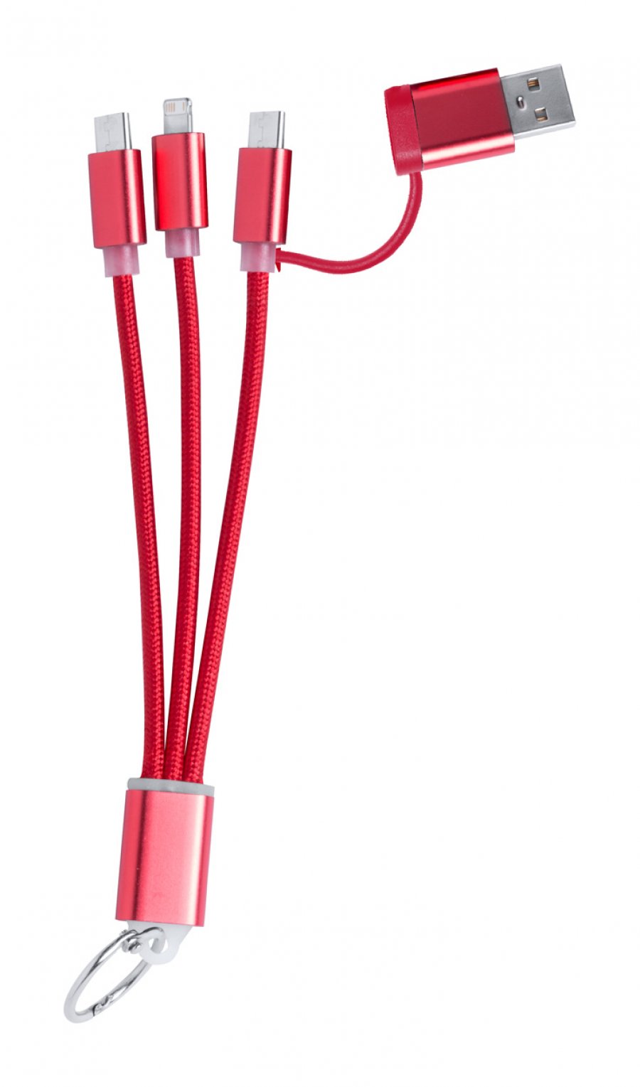 "Frecles" uSB nabíjecí kabel s přívěškem na klíče, červená