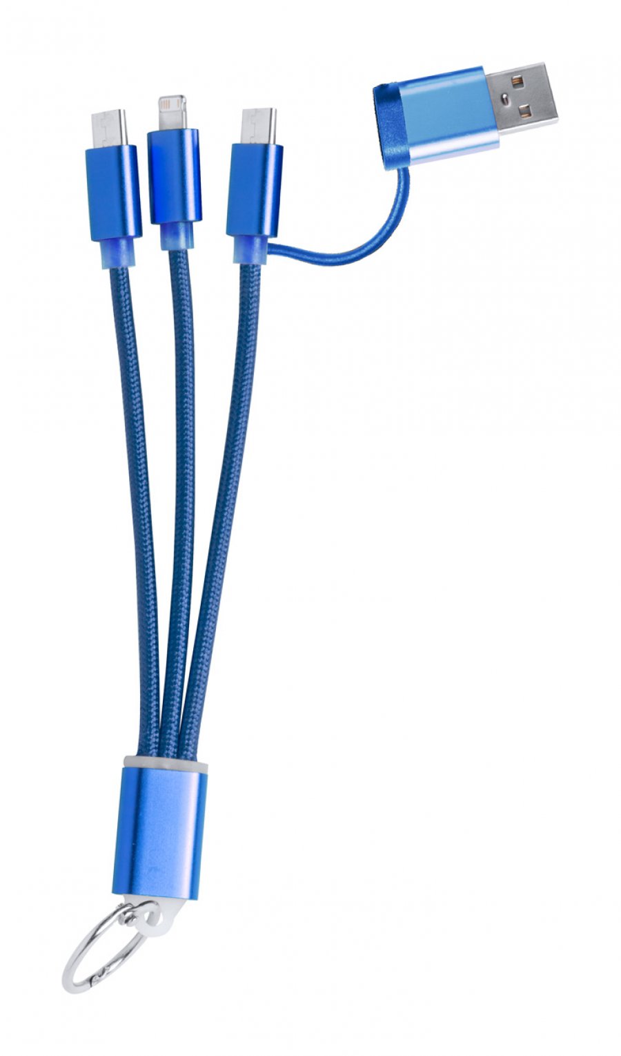 "Frecles" uSB nabíjecí kabel s přívěškem na klíče, modrá