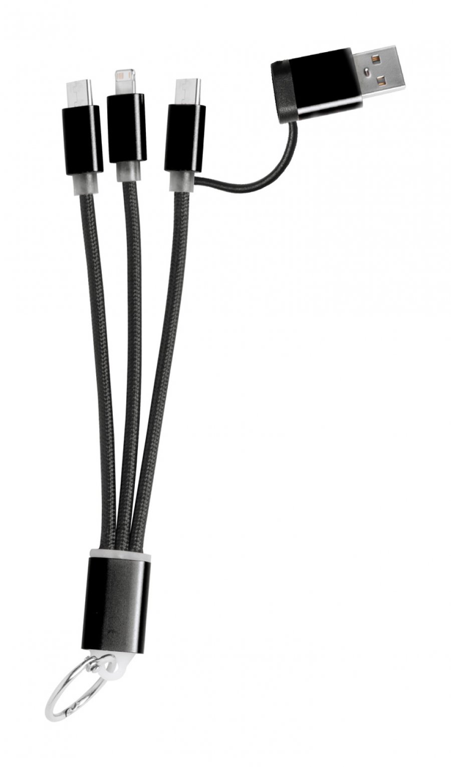 "Frecles" uSB nabíjecí kabel s přívěškem na klíče, černá