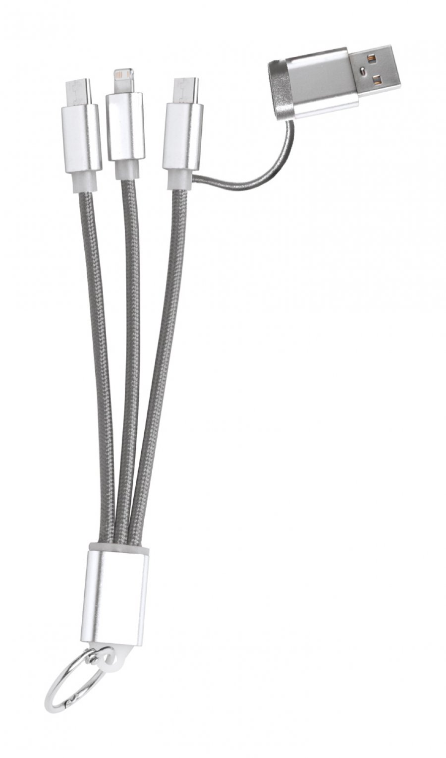 "Frecles" uSB nabíjecí kabel s přívěškem na klíče, šedá