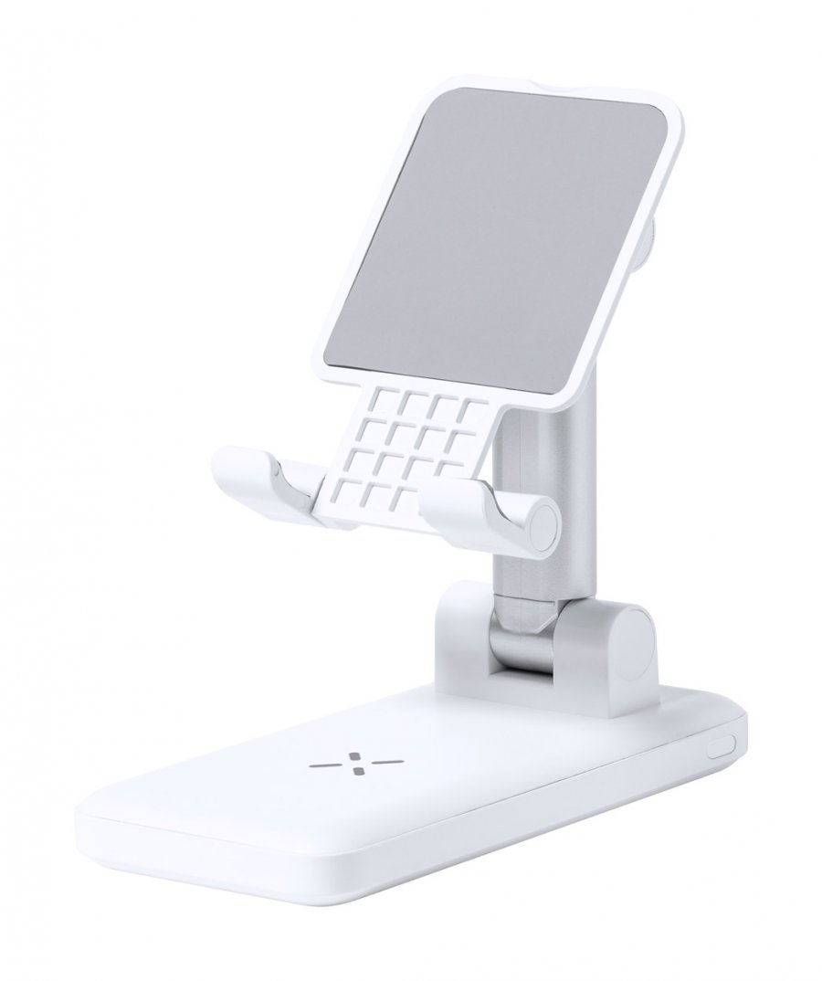 "Cheviot" stojánek na mobil s bezdrátovou nabíječkou, bílá