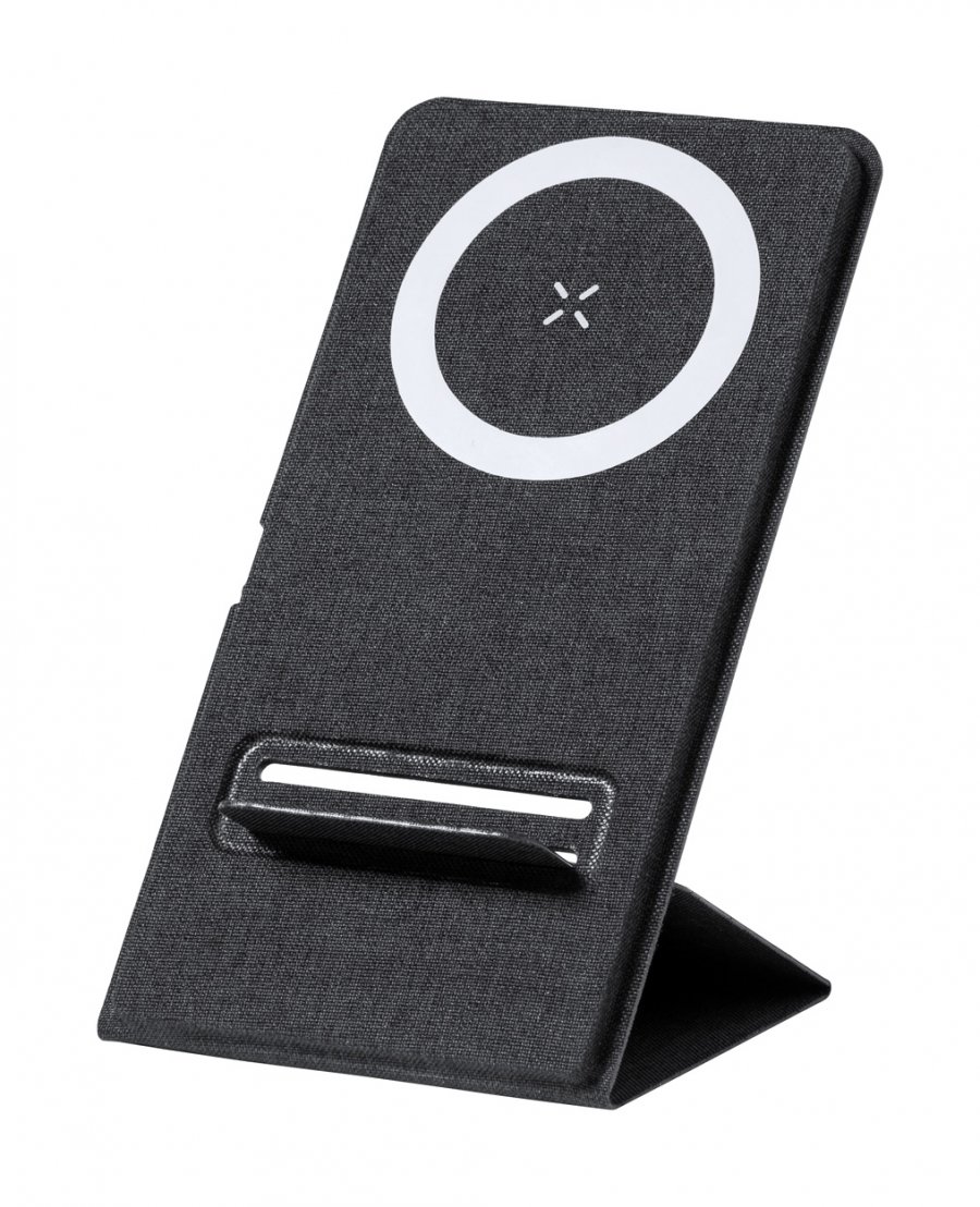 "Sterling" stojánek na mobil s bezdrátovou nabíječkou, černá