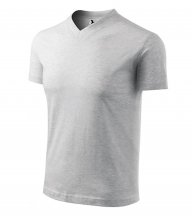 V-neck tričko unisex, světle šedý melír