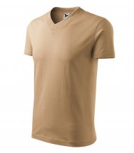 V-neck tričko unisex, písková