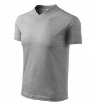 V-neck tričko unisex, tmavě šedý melír