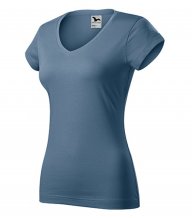 Fit V-neck tričko dámské, denim