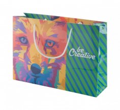 "CreaShop H" horizontální papírová nákupní taška na zakázku, vícebarevná