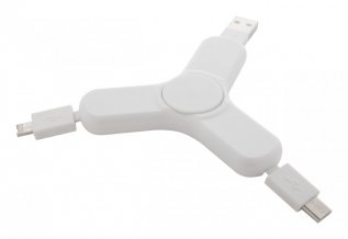 "Dorip" spinner USB nabíjecí kabel, bílá