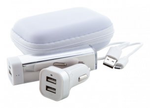 "Nacorap" sada USB power banka a nabíječka, bílá