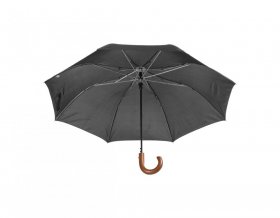 "Stansed" skládací deštník s dřevěnou rukojetí, černá