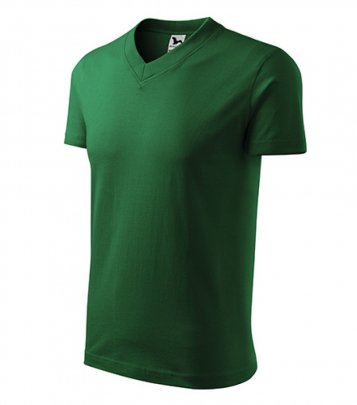 V-neck tričko unisex, lahvově zelená