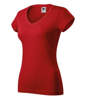 Fit V-neck tričko dámské, červená