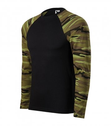 Camouflage LS triko unisex, camouflage green