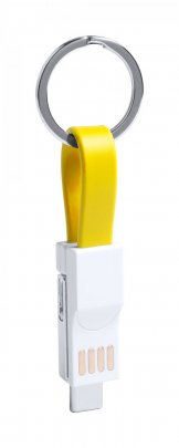 "Hedul" přívěšek na klíče s USB nabíjecím kabelem, žlutá