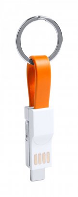 "Hedul" přívěšek na klíče s USB nabíjecím kabelem, oranžová