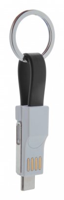"Hedul" přívěšek na klíče s USB nabíjecím kabelem, černá