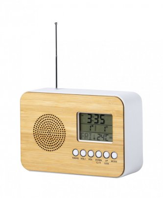 "Tulax" stolní rádio s hodinami, přírodní